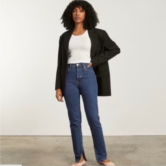 EVERLANE The Cheeky Split Hem Jean High Rise Dark Wash Sz 26 NEW - Picture 1 of 16